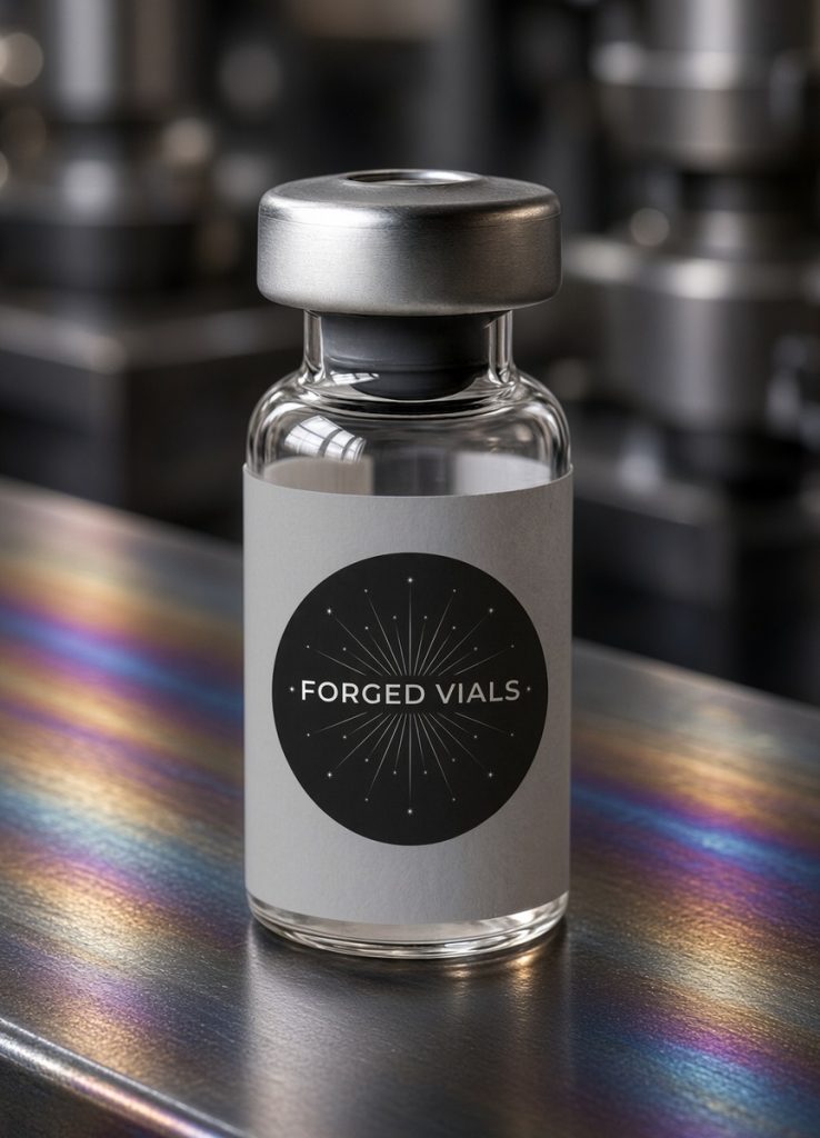 NAD+ research vial with ForgedVials label.